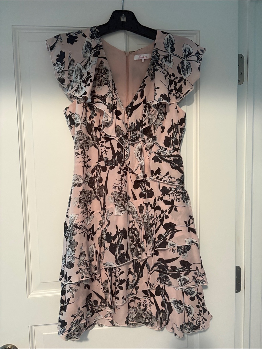 Parker Pink Floral Ruffle Mini Dress
